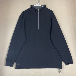 Straight Down Pullover Mens XXL Black 1/4 Zip Textured Golf Long Sleeve Sweater